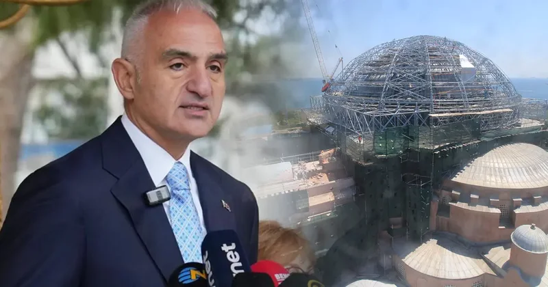 Ayasofya Camii nde restorasyonda yeni dönem! Bakan Ersoy: Önemli bir aşamayı daha başlattık