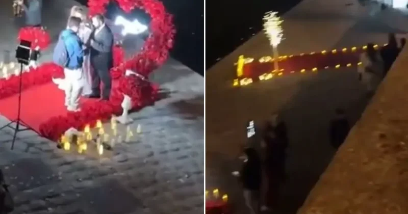 Eyfel Kulesi manzarasında evlenme teklif etmek için kuyruk oldular