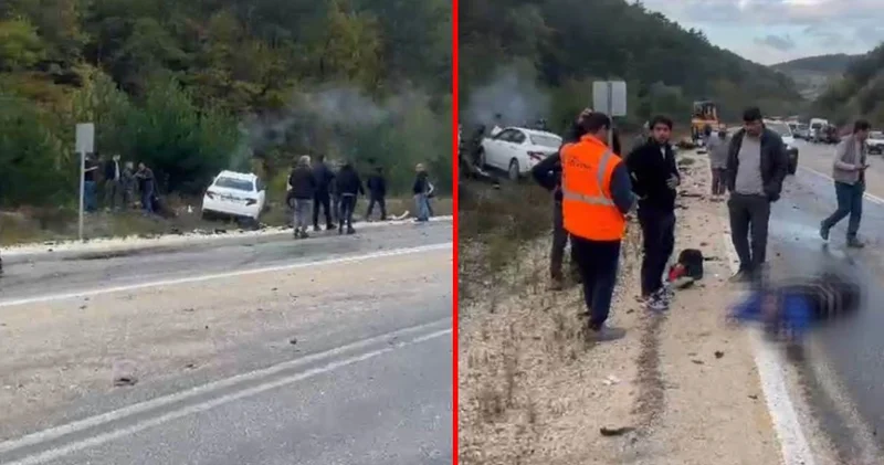 Bursa da feci kaza: Otomobil ile motosiklet kafa kafaya çarpıştı!