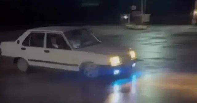 Drift attığına pişman oldu: Petrol istasyonunda trafiği tehlikeye atan sürücüye dev ceza VİDEO İZLE
