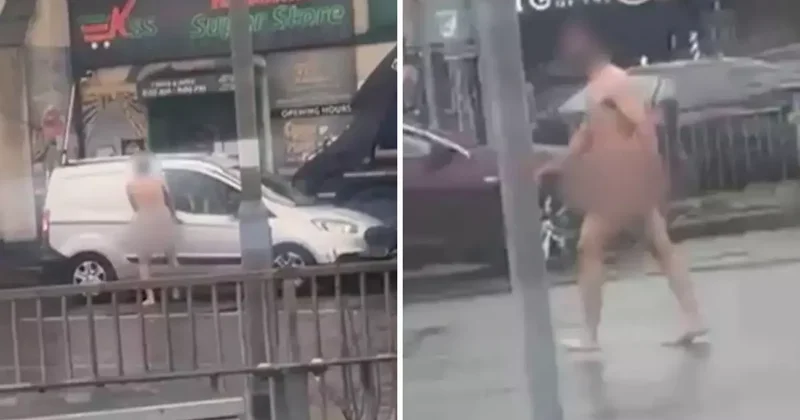 Araçlara saldıran çıplak adam, trafiği felç etti