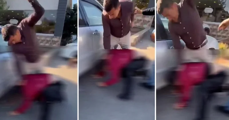 Bir kenti ayağa kaldıran görüntü! Elinde bıçakla öldüresiye darp etti