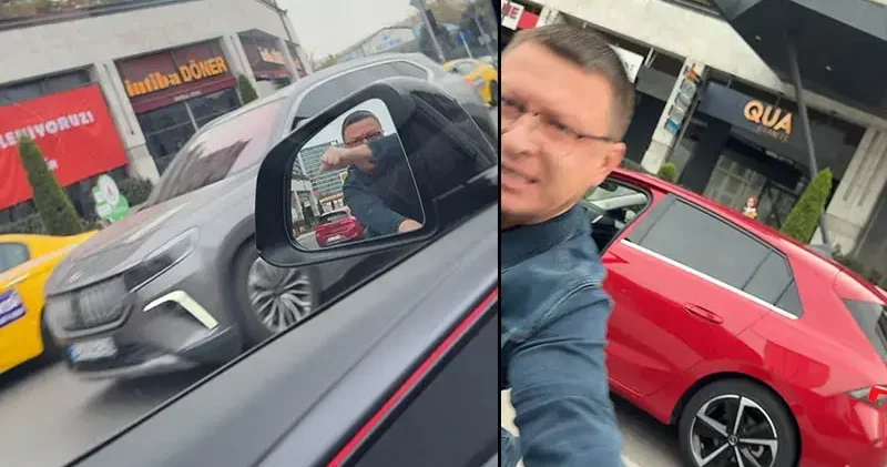 Kağıthane de trafikte tartıştığı sürücünün kapısını açmak istedi, otomobil ilerleyince yere düştü