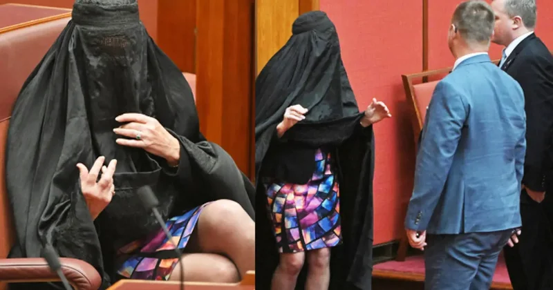 Provokatif eylem! Kara çarşafla Meclis e geldi