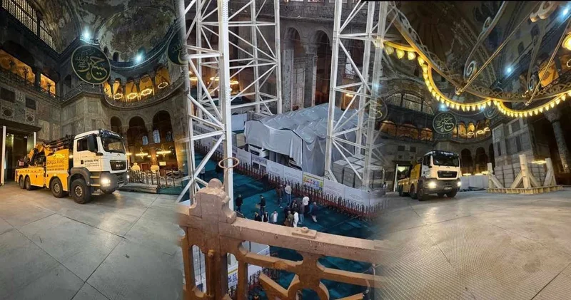 Ayasofya da büyük skandal: Caminin içine kamyon soktular