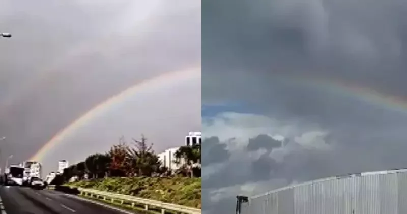 Ataşehir de sağanak sonrası gökkuşağı oluştu