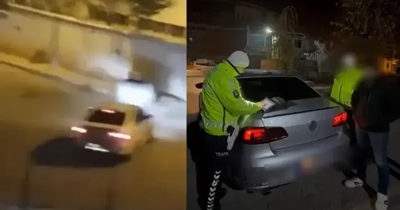 Öğrenci yurdu önünde otomobil ile drift atan sürücünün ehliyetine el konuldu