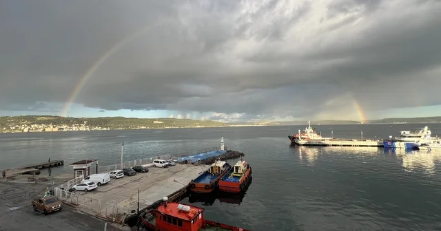 Çanakkale Boğazı nda çifte gökkuşağı Çanakkale Haberleri