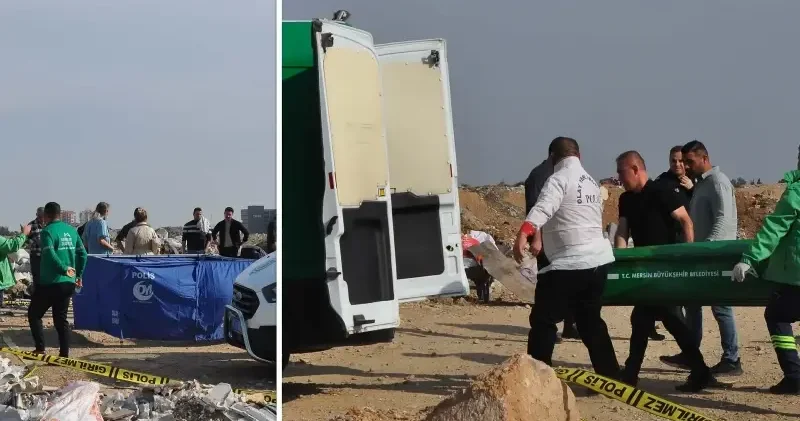 Mersin de hafriyat döküm alanında halıya sarılmış erkek cesedi bulundu Mersin Haberleri