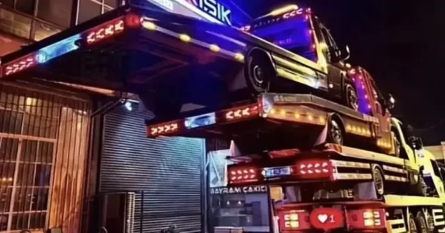 Sakarya da çekici şovu ceza getirdi VİDEO İZLE