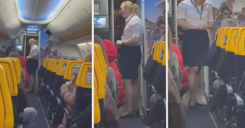 Erkek kabin memuru etek ve topuklu ayakkabı ile çalıştı