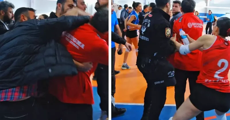 Kimseye aldırış etmedi! Kadın voleybol maçında yumruklu saldırı