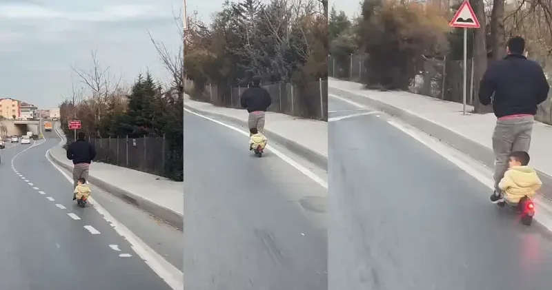 Sultangazi de elektrikli skuter ile tehlikeli yolculuk kamerada
