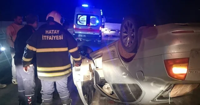 Hassa da ters dönen otomobilin sürücüsü yaralandı Hatay Haberleri
