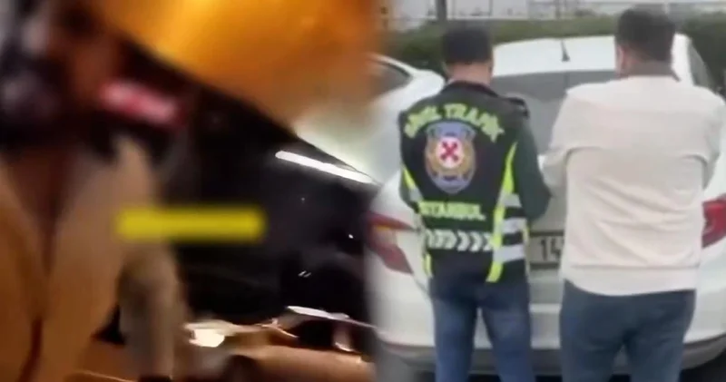 Kafasıyla araç camını kırıp sürücüye saldırmıştı: Trafik magandası yakalandı