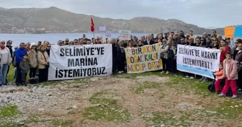 Selimiye’de marina protestosu