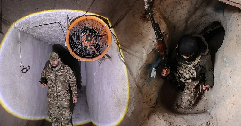 YPG nin Suriye deki tünelleri görüntülendi! İnternet, sabit hat telefonu, kablolar...