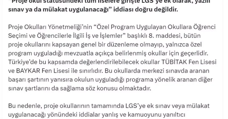 Proje Okul İddialarına DMM den Yanıt