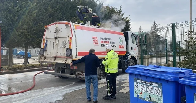 Bolu da yol süpürme aracında yangın çıktı Bolu Haberleri