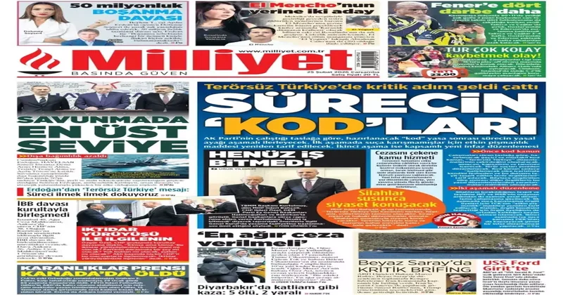 25 Şubat Çarşamba gazete manşetleri Rüşveti eksik verince sahneye çıkamadı! CHP de bir skandal daha...