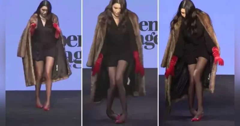 Ünlü mankenin podyumdaki hali çok konuşuldu! Kurgu mu?