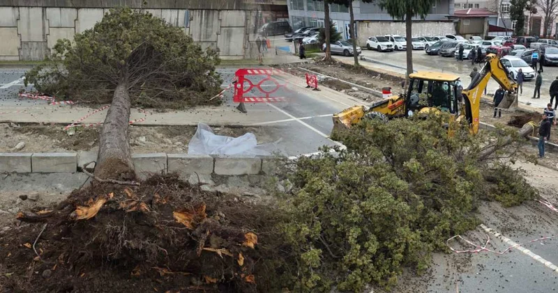 Rize’de fırtına ortalığı birbirine kattı! Devrilen araçlar yolu kapattı