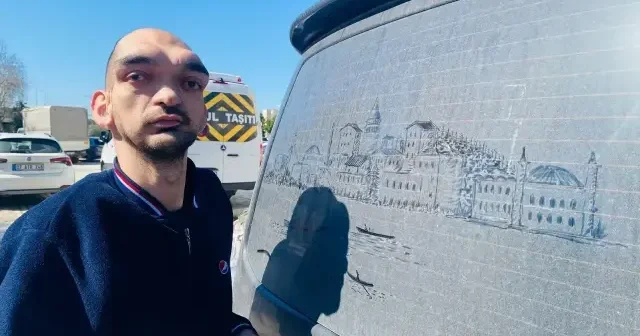 İşitme engelli ressam Alper tozlu araçları sanat eserine dönüştürüyor VİDEO İZLE