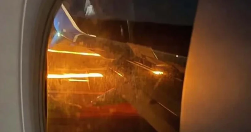 Dev Boeing kalkışta sol motorunu kaybetti: Pist çevresi cayır cayır yandı