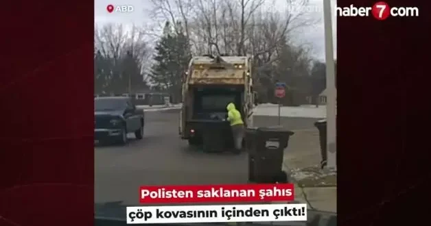 Polisten saklanan şahıs çöp kovasının içinden çıktı!