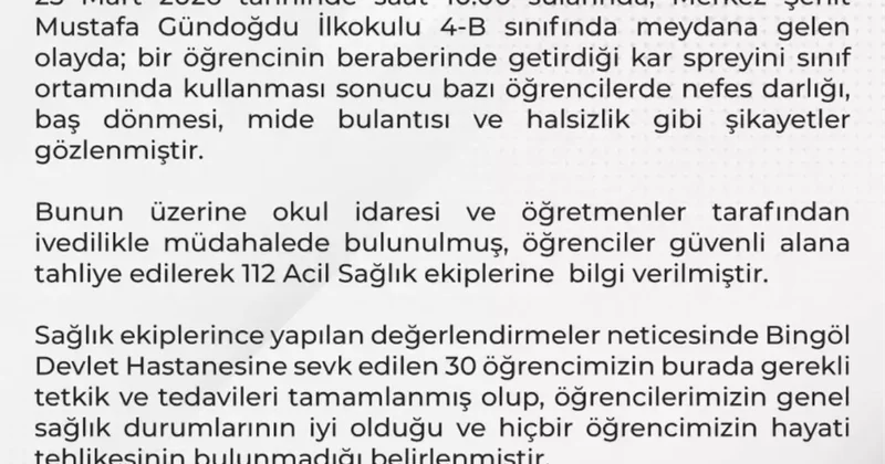 Sınıfta çantasından çıkardığı eşya 30 öğrenciyi hastanelik etti