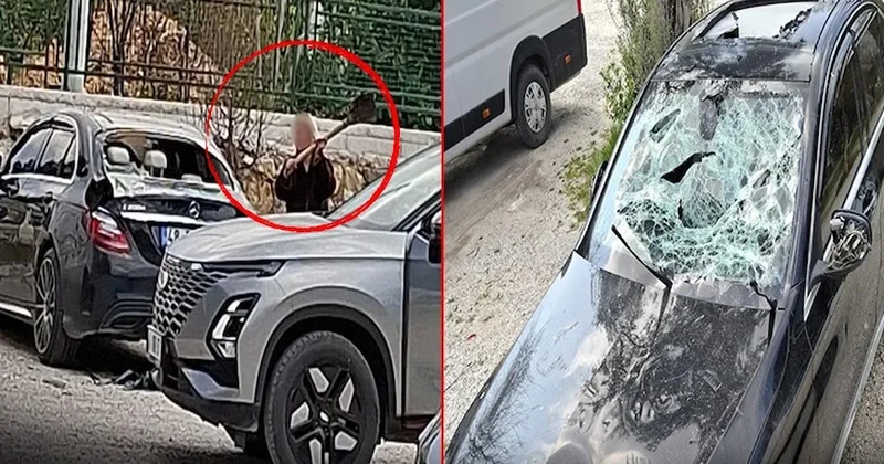 Küreği eline alan kadın, lüks otomobili hurdaya çevirdi! Sözcü Gazetesi