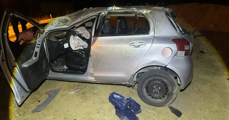 Edirne de takla atan otomobildeki 2 kişi yaralandı