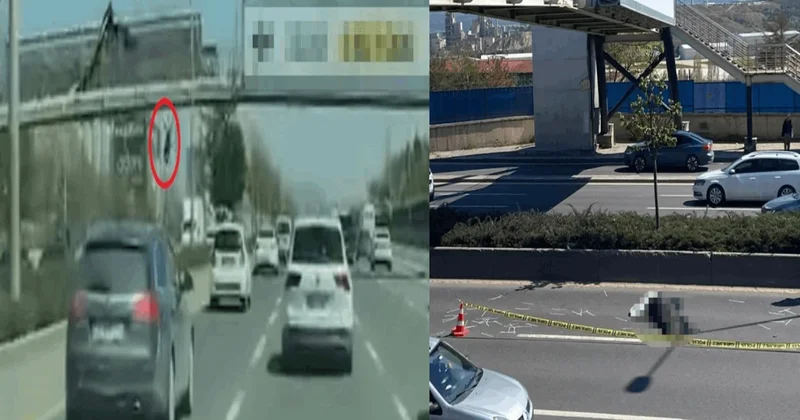 Afiş asarken üst geçitten düştü, otomobilin altında kalarak öldü! Sözcü Gazetesi