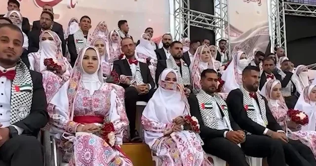 Gazze’de yüzlerce çift için toplu düğün töreni düzenlendi VİDEO İZLE