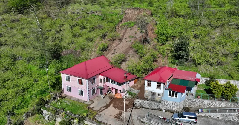 Trabzon da heyelan: Bir evde hasar oluştu, bir ev tahliye edildi