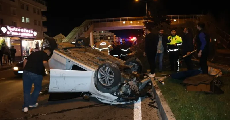 Köpeğe çarpmamak için manevra yapınca takla attı: 2 yaralı