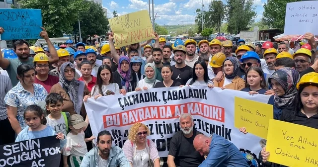 Uzunköprü de 6 gündür eylem yapan madenciler aileleriyle birlikte yürüdü Edirne Haberleri