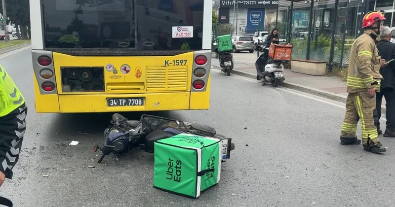 İETT otobüsüne çarpan motokurye yaralandı