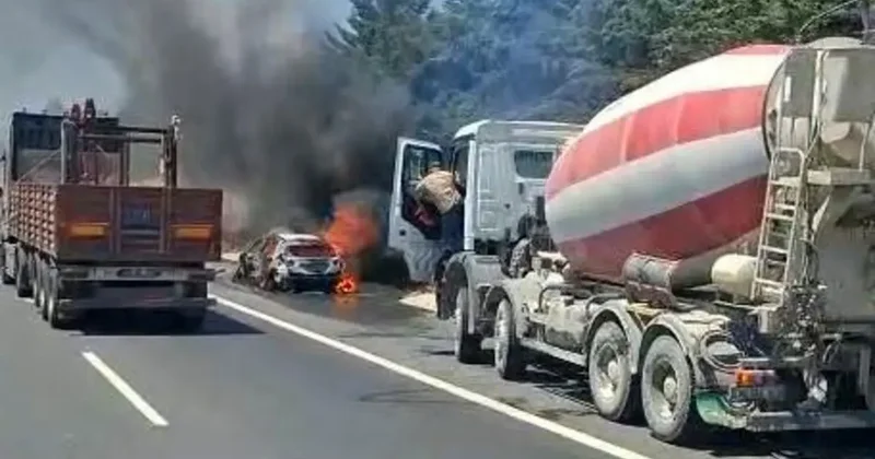 TEM Kumburgaz’da araç yangını