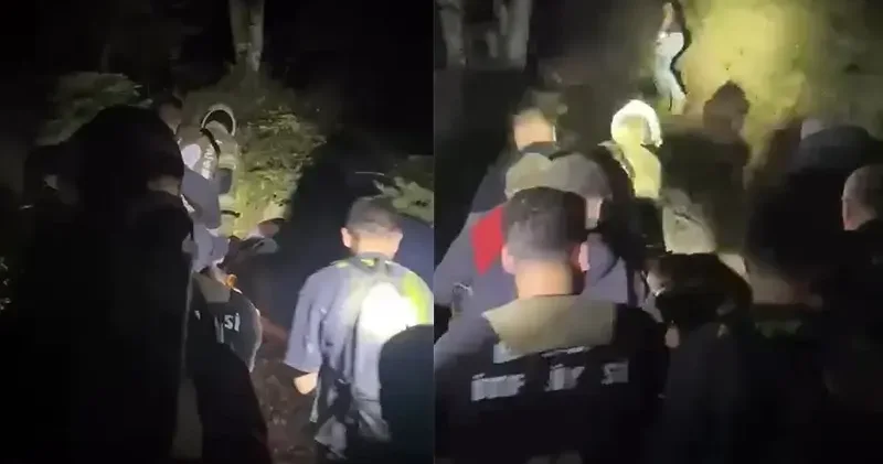 Yamaç kenarına düşen vatandaşı itfaiye kurtardı