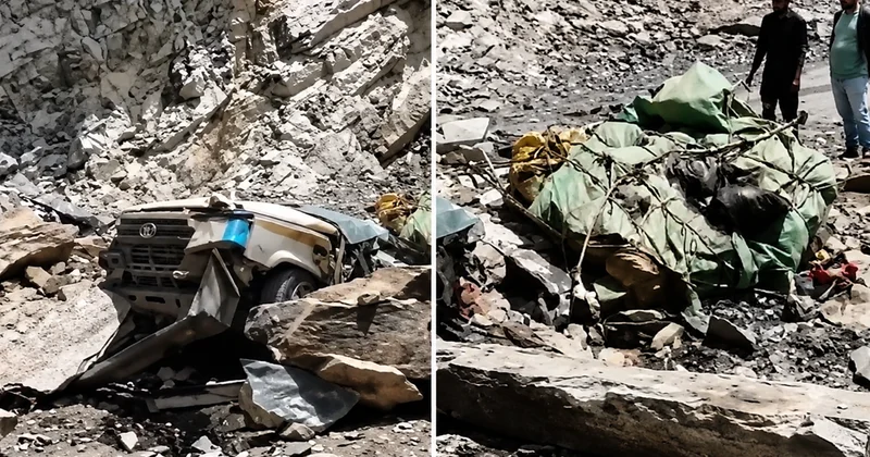 Hindistan da dev kayalar taksiyi ezdi, 13 kişi hayaıtnı kaybetti
