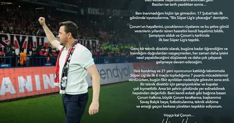 Uğur Uçar: Hoşça kal Çorum
