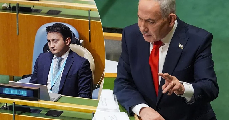 Netanyahu BM de konuşurken Azerbaycanlı temsilci bakın ne yaptı