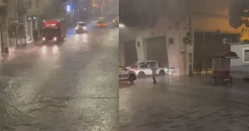 İstanbul da sağanak etkili oldu; İstiklal Caddesi sular altında kaldı