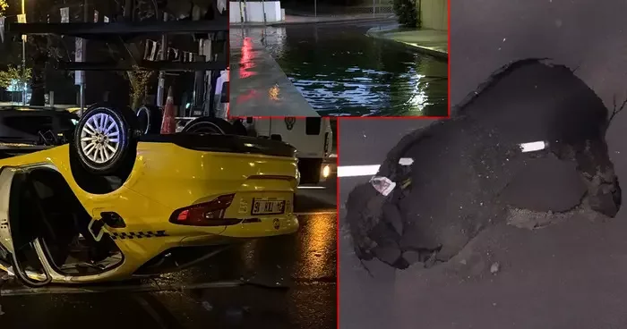 İstanbul da sağanak hasarı: Yol çöktü, alt geçidi su bastı, araçlar su içinde kaldı!