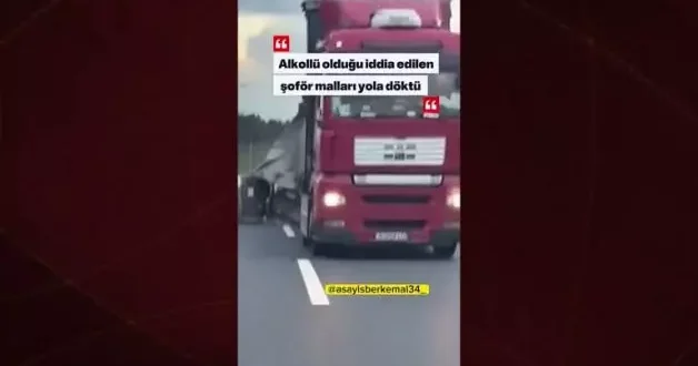 İstanbul da tırın yolda zikzak çizerek ilerlemesi kamerada