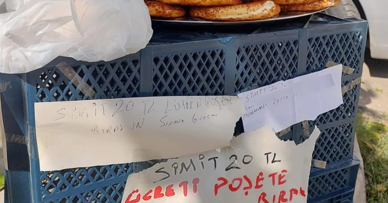 Elazığ da simitçi, sınava girmek için tezgahına 20 TL ücret notu bıraktı