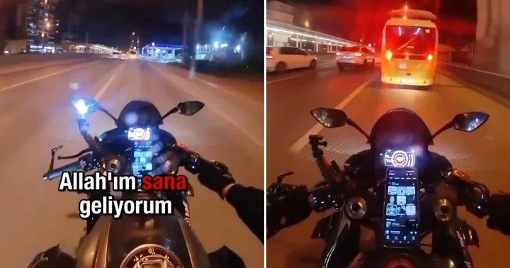 Motosiklet, belediye otobüsüne çarptı! Kaza anı kamerada