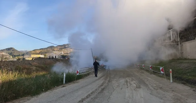 Aydın da jeotermal iletim hattı patladı Aydın Haberleri