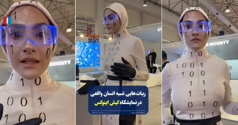 İran da teknoloji fuarında çakma robot sergilediler! Sosyal medyada alay konusu oldu